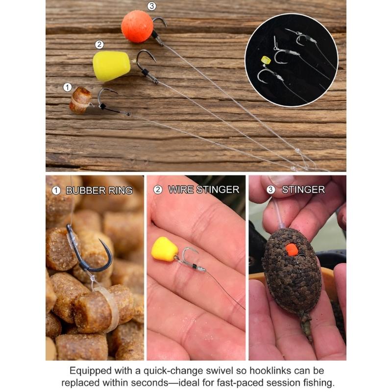 Pack of 8 Pre Tied Fishing Rigs Barbed Hook Method Feeder Rigs for Lake River Fishing Trip Fishing Tackle Accessories