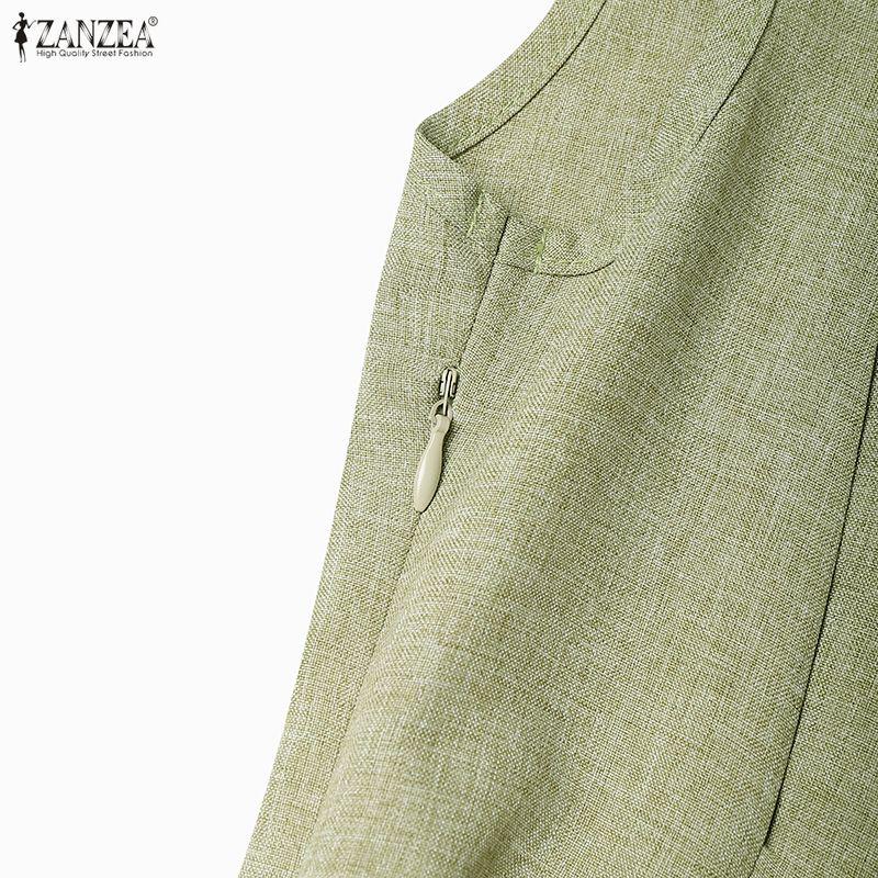 ZANZEA Rochie Casual de Vară cu Gât în V, Fără Mâneci pentru Femei