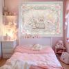 Macaron Cute Retro Cat Princess Tapestry, Sweet Lolita Wall Hanging for Living Room Bedroom Esports Room Home Decor
