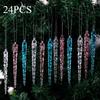 24 Pieces of Creative Christmas Acrylic Simulated Icicles Christmas Tree Hanging Decorations, Suitable for Christmas Home Decora