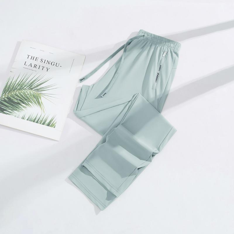 Men's Thin Ice Silk Summer Joggers: Breathable, Quick-Drying, Sun-Protective Running and Sports Pants for Outdoor Activities