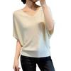 Women's Plus Size Summer Ice Silk Batwing Sleeve Knit T-Shirt - Slim Fit and Solid Color