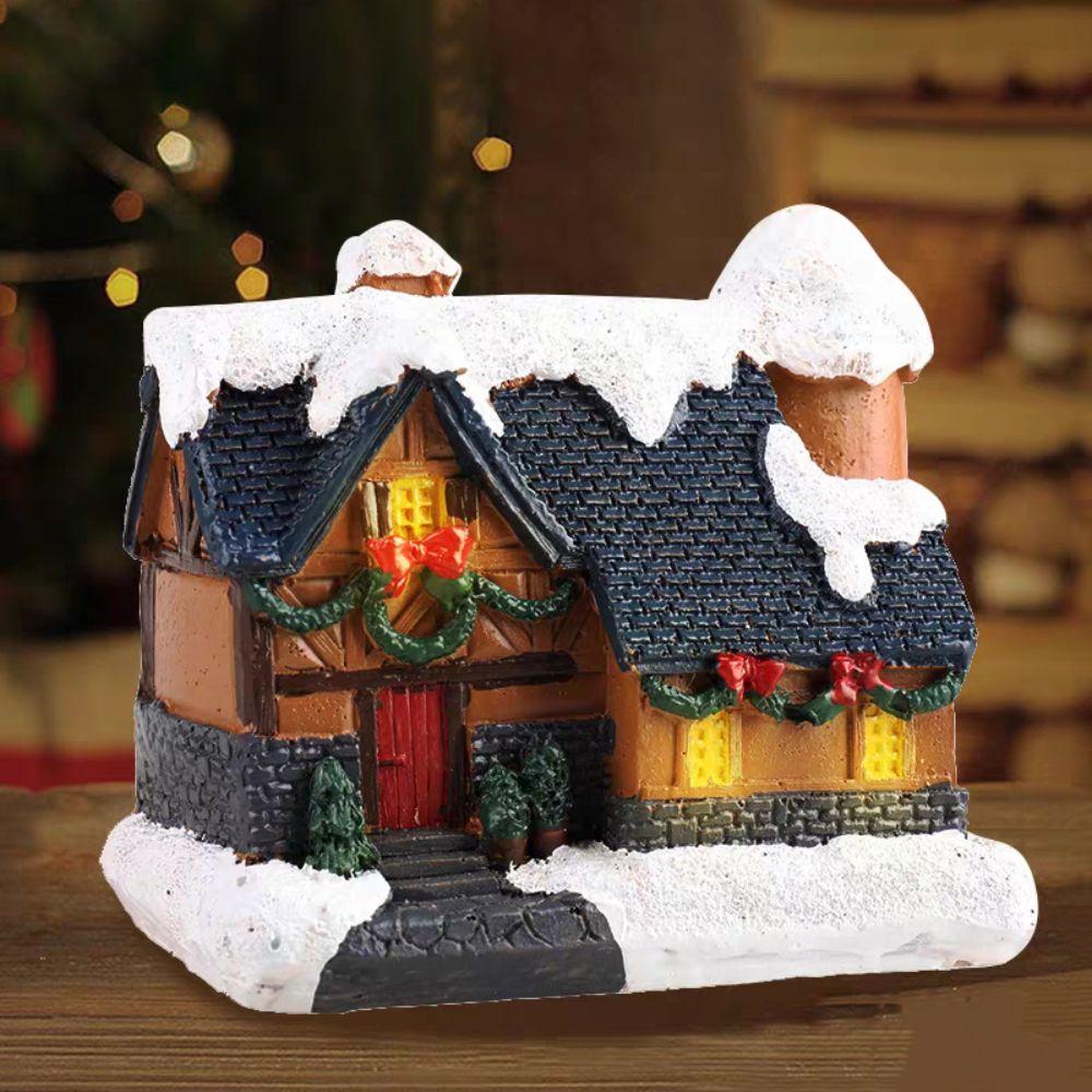 Světelný LED Světlo Sněhový Dům Pryskyřice Mini Dům Miniaturní Dům Ozdoba Party Dárky