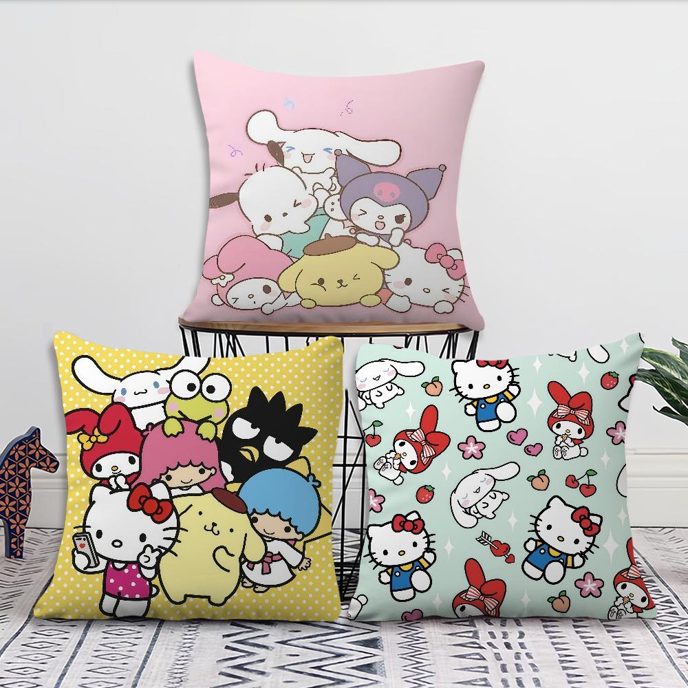 Kawaii Hellokitty And Her Friends Cushion Cover For Pillow Printing Sofa Decoration Home Car Room Shop Office Nordic Simplicity