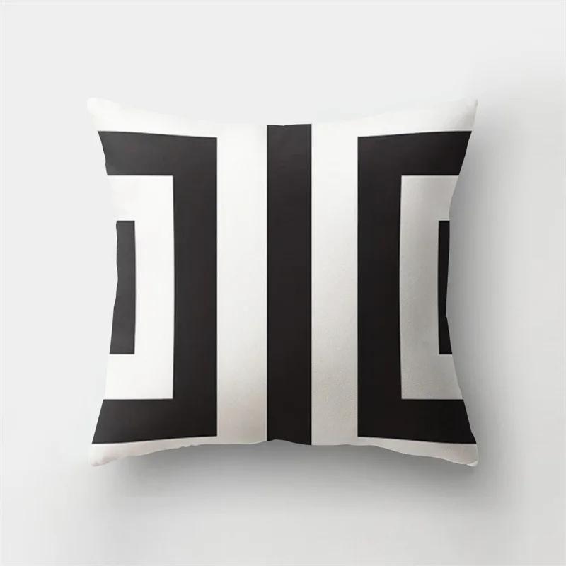 Simple Yellow Black Geometric Cushion Cover For Sofa Wave Line Square Pillow Case Letter Pillowslip Household Home Decor