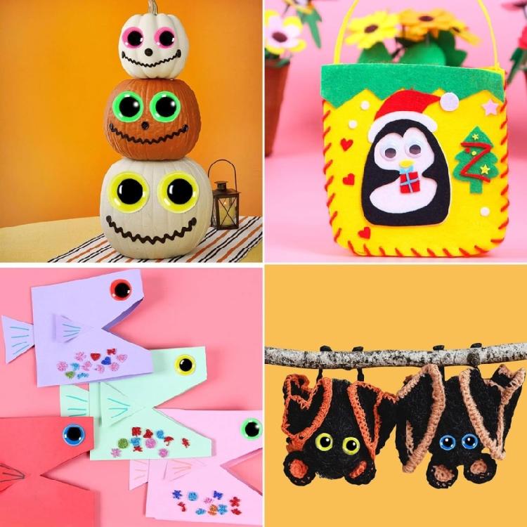 Round Eyes Wobbly Eyes Plastic Craft Eyes for DIY Scrapbooking Toy Crafts