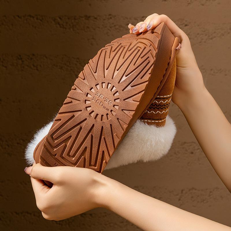 Autumn and winter platform cotton slippers retro plush cotton shoes couple indoor plush warm and comfortable shoes