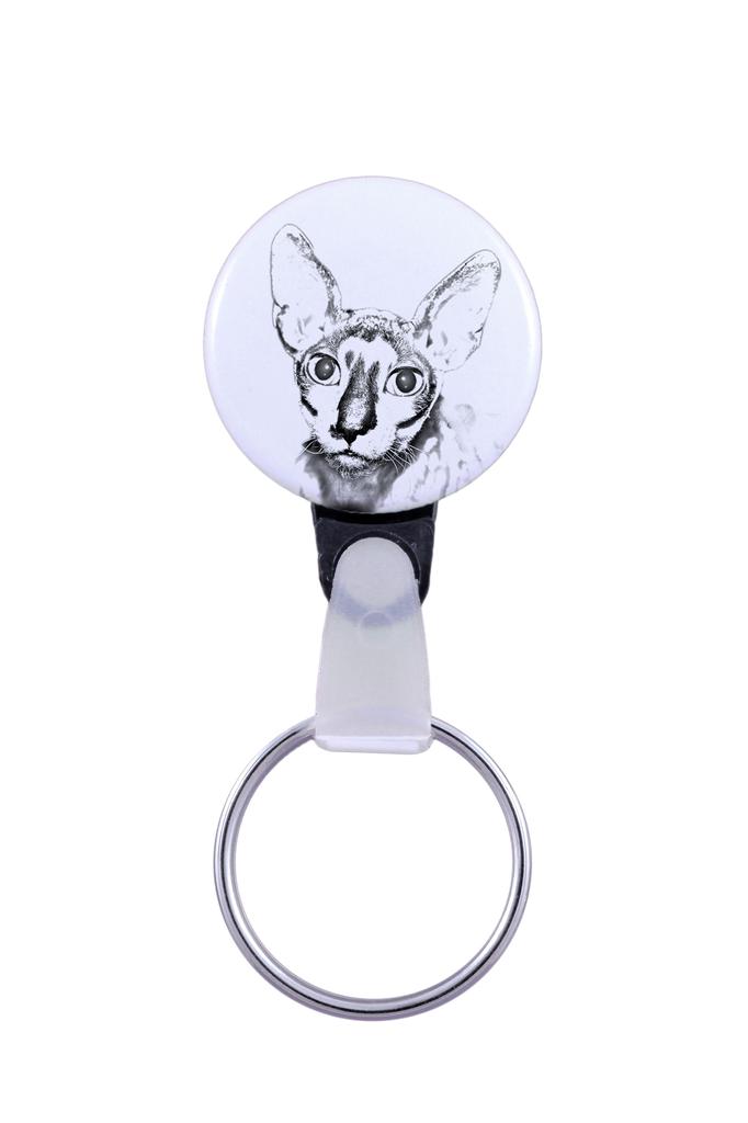 Cornish Rex - Handmade Keychain with a Cat Portrait, Purse Charm, Product of the Art-Dog Brand.