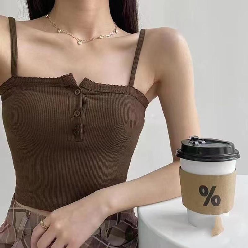 New Summer Women's Lace Knitted Vest Suspender Inner Wear Sexy Hot Girl's Navel-exposed Top