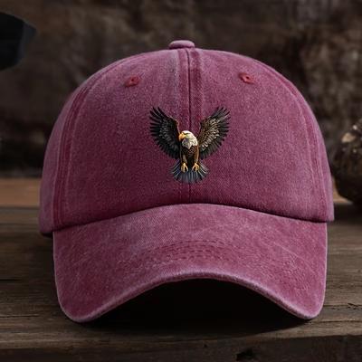 UnisexS Stylish Black Baseball Cap with Eagle Print Adjustable Breathable Accessory for Outdoor ActivitiesCasual CapEagle Emblem