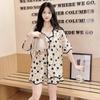 Comes With Chest Pad Integrated Pajamas Women'S Cardigan Short-Sleeved Shorts Summer Cartoon Cat Loungewear