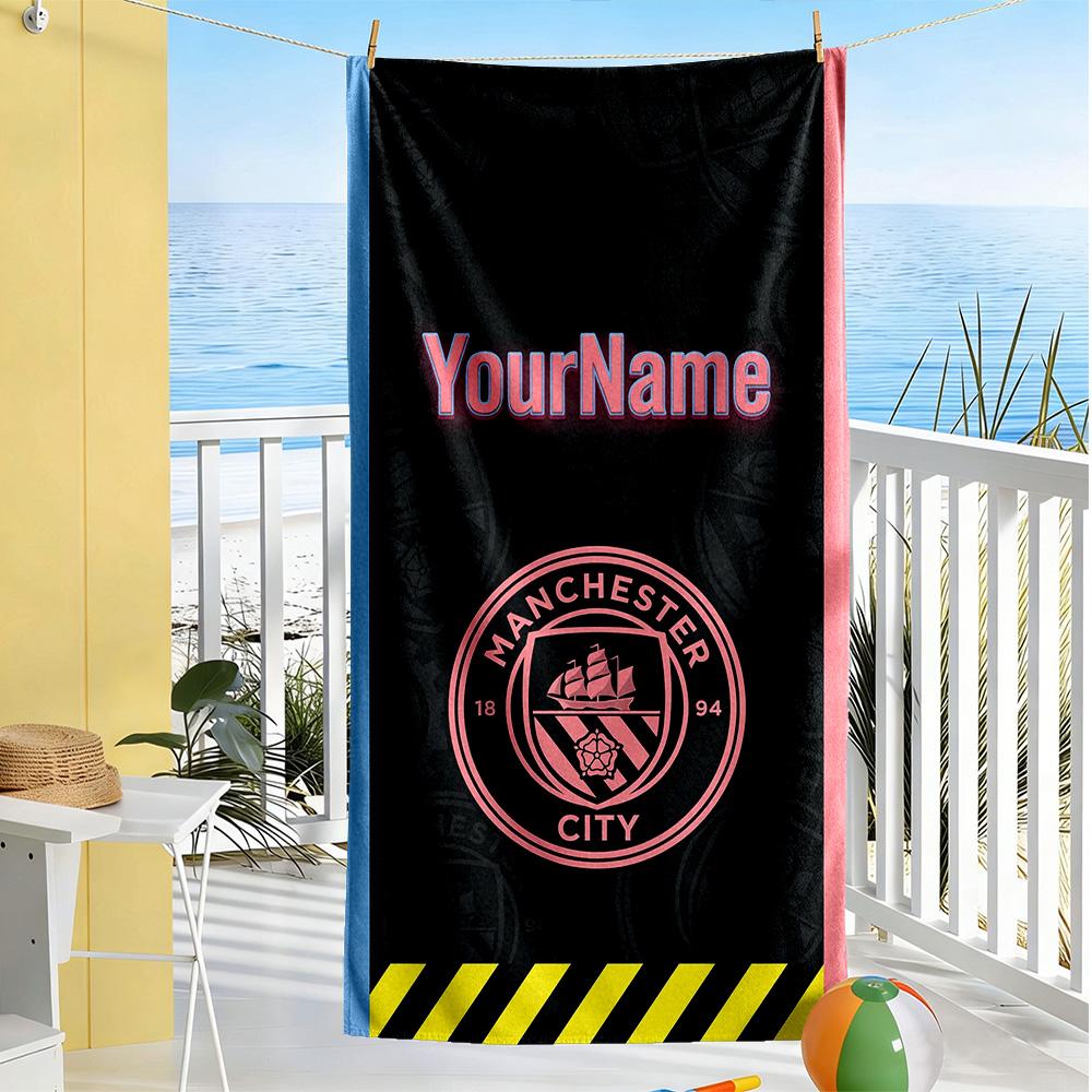 Manchester City Customize Text Beach Towel Soft Durable Quick-Dry Portable for SwimmingBeachCamping Travel Beach AccessoriesGym