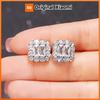 Huitan AA Crystal Cubic Zirconia Stud Earrings Exquisite Women's Ear Piercing Earrings Silver Color Temperament Female Jewelry