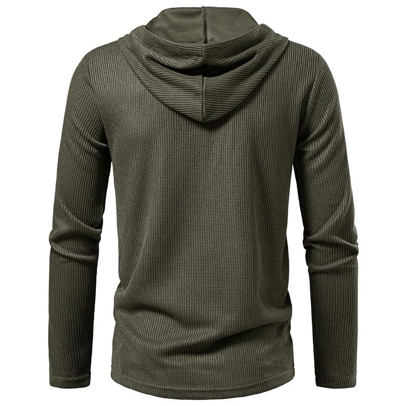Men's Lace-Up Hooded Textured Sweatshirt Casual Pullover for Men Autumn Winter Warm Fashion Multi-Color Long Sleeve Male Top