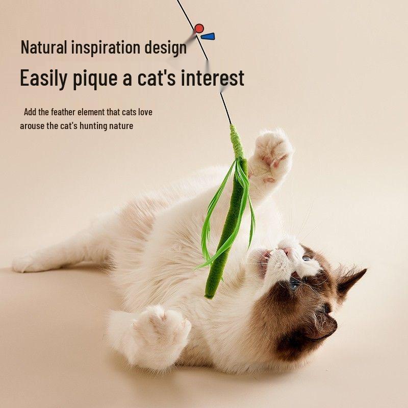 Foxtail Grass Cat Teaser Wand: Durable Long Rod Toy for Self-Play and Boredom Relief