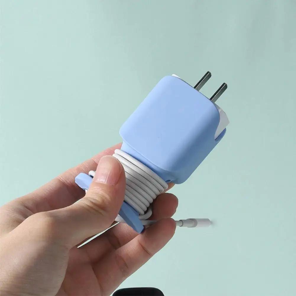 2-in-1 Siliconen Oplader Beschermer Voor iPhone 20W Oplader Draagbare Anti-Breuk Beschermhoes Handige Kabelopslag
