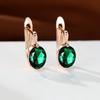 Simple oval-shaped single cubic zirconia earrings Retro-style, lightweight luxury earrings for women, featuring colorful gemstones