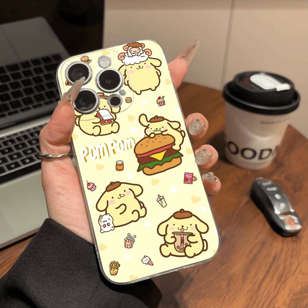 Cartoon P-Pompompurins Schattige Transparante Telefoonhoesje Voor IPhone 16 15 14 13 12 11 Pro Max Plus Zacht Hoesje