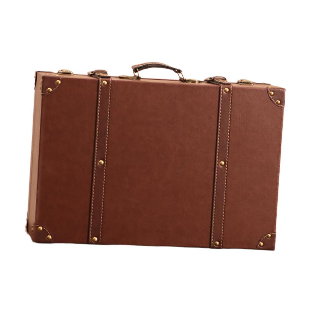 Vintage Suitcase Box Wooden Treasure Chest Collection Dustproof Storage Carry on for