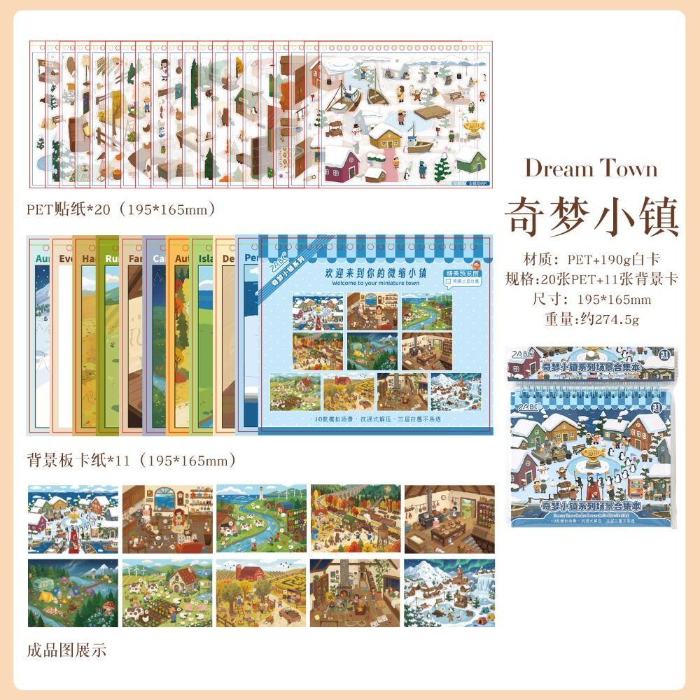 Kawaii Design 3D Scenery Stickers Spiral Bound Miniature Scene Sticker  Journal Supplies
