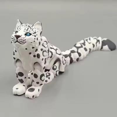 3D Printed Snow Leopard Model Simulation Multi-joint Movable Wild Animals Figurines Miniatures Home Decoration Crafts Figurines