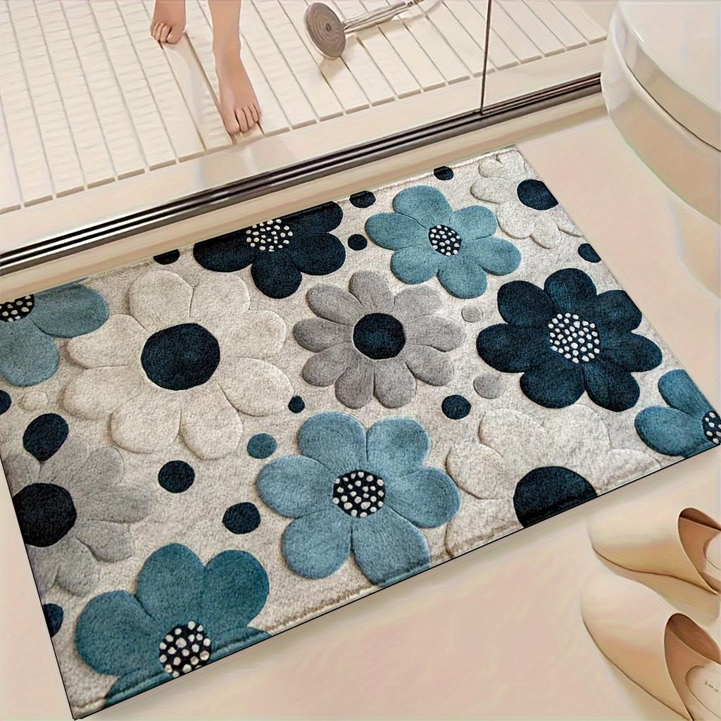 VIKAMA Elegant Floral Pattern Door Mat Rug For Bedroom Carpet For Living Room Soft Bathroom Mat Kitchen Rug Machine Washable