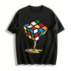 Melting Rubik's Cube Graphic Print Trendy Unisex Casual T-Shirt Pure Cotton T-shirt