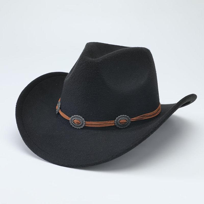 Deerskin Fleece Top Hat Retro Jazz Hat Men's and Women's Felt Hat European and American Woolen Hat Western Cowboy Hat