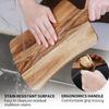 Acacia Wood Round Cutting Board with Dual Sided Reversible Stain Resistant Finish and Ergonomic Handle for Kitchen Use