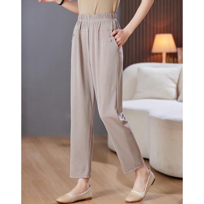 Pasite Women's Summer Elastic Waist Cropped Pants