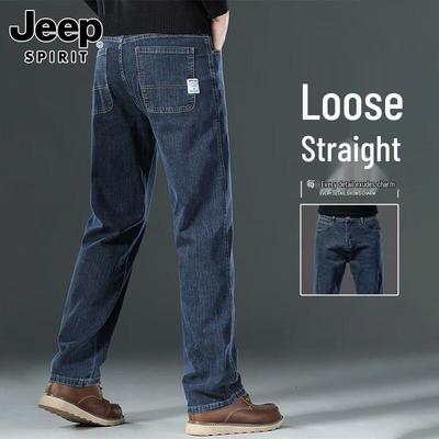 JEEP SPIRIT Men's Winter Warm Loose Fit Straight-Leg Jeans