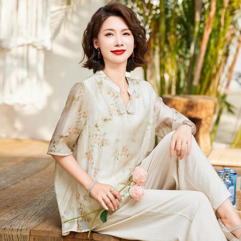 Jianhu Thin Summer T-shirt for Middle-Aged Women