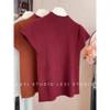 Women Summer Elegant Mock Neck Tee Slim Fit Short Sleeve Blouse