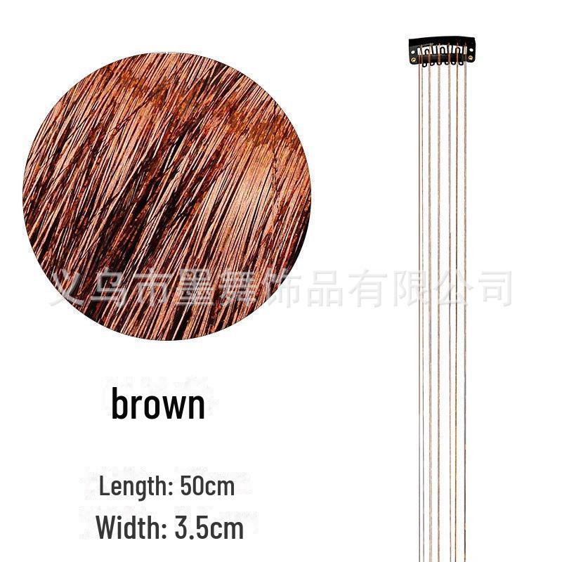 Set de extensii de păr cu beteală Laser Silk, format din 6 bucăți: Șuvițe aurii și argintii, fără cusur, colorate, cu sclipici