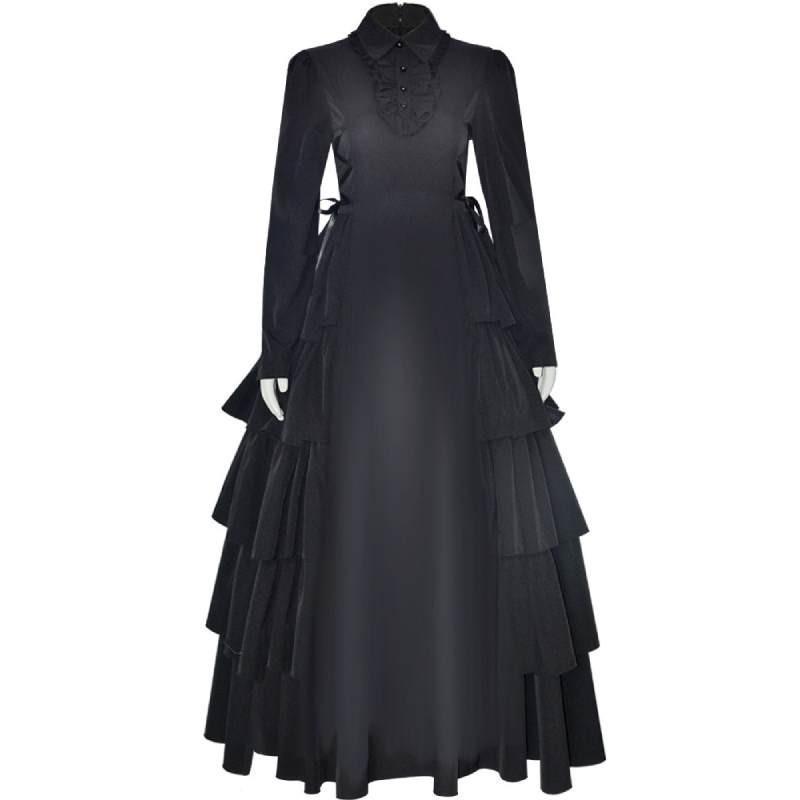 Victorian Medieval Halloween Renaissance Princess Dress Cosplay Costume Black