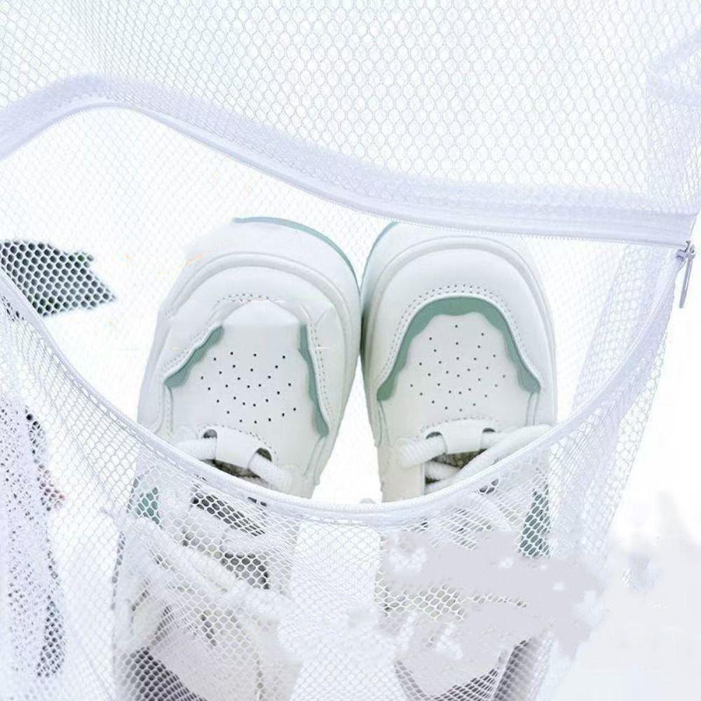 2Pcs Folding Slippers Sneakers Drying Racks Reusable Mesh Laundry Bag Shoe Drying Net Balcony