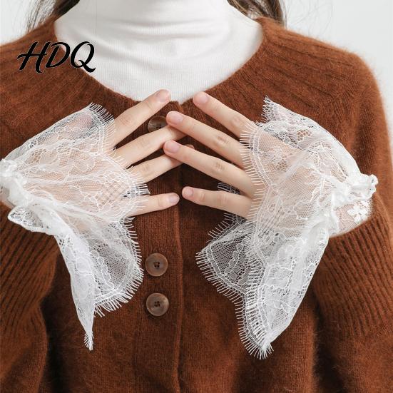 Fake Sleeves for Women Lace Sleeve Cuffs Elastic Wrist Detachable False Romantic Cuffs Elegant Clothing Accessory Wedding Cosplay Halloween