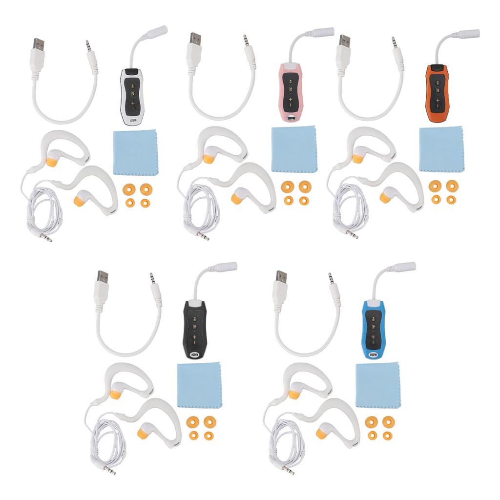 MP3 Player IPX8 Waterproof Rechargeable USB2.0 Music Player with Waterproof Earphone for Swimming Di