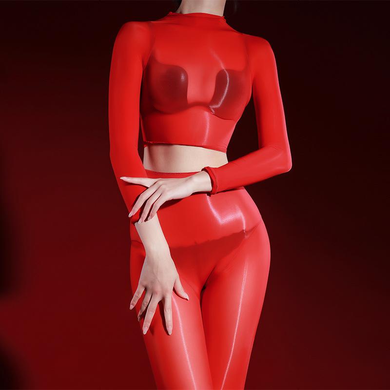 Xiyue Oil Shiny Sexy Split Onesie Ultra-Thin Silky Mood Tight Women'S Stockings Top Full-Body Pantyhose