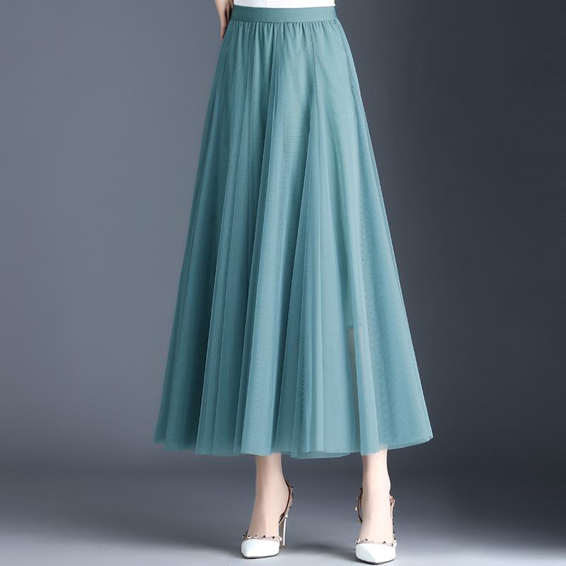 

720° Юбка для танцев из сетки А-силуэта: Высокая талия, корейский стиль, свободный крой средней длины. One Size (40-70 kg)