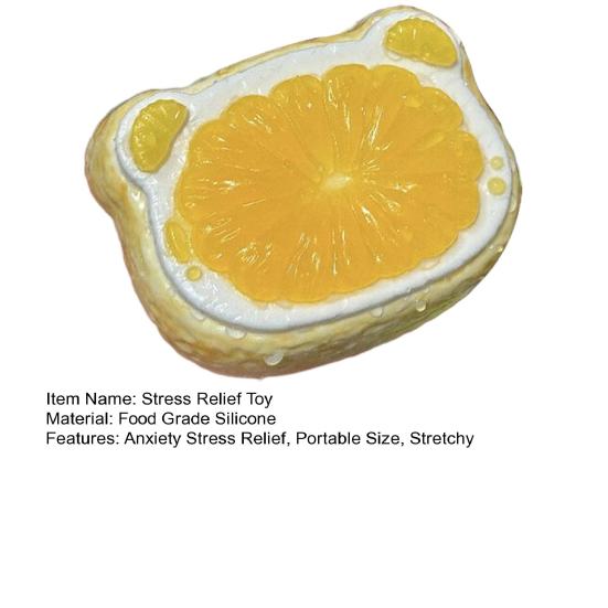 Yousheng Bear Cake Squeeze Toy Stress Relief Simulated Jelly Orange Cake Sensory Toy Soft Stretchy Food Shape Home Office Desk