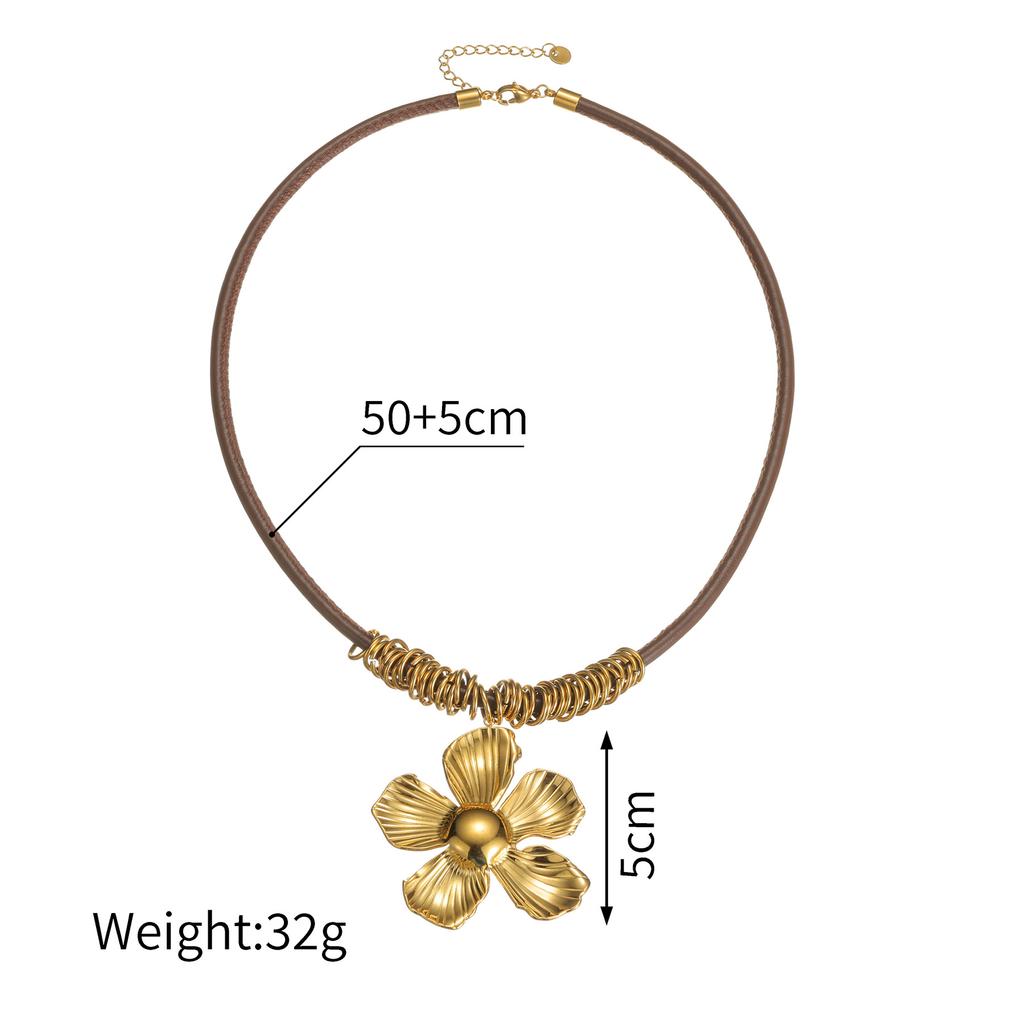 Atoztide Gold Color Heart Flower Sun Pendant Necklace for Women Stainless Steel Multiple Styles Necklace Christmas Jewelry Gift
