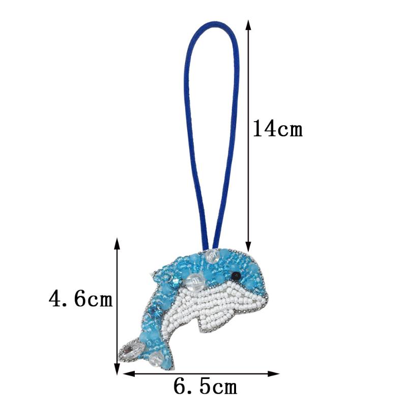 

1Pcs Rope Badge Beaded Rhinestones Sequin Sea Animal Flower Bag Lanyard Wrist Strap DIY Animal Accessories