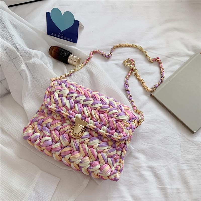 Bolsas de Mão Femininas da Moda Bolsa de Tecido Alça de Crochê Casual Ombro Transversal Clutch