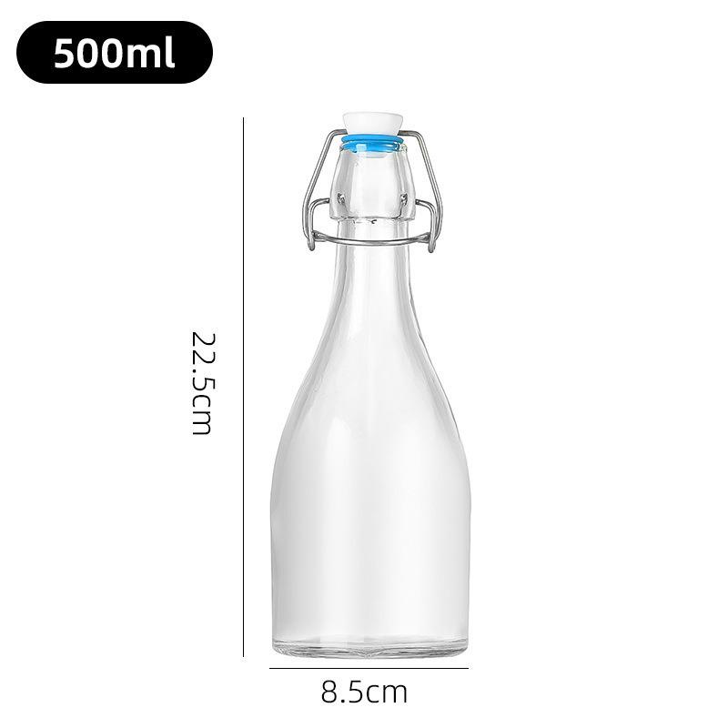 Multi-functional Thickened Transparent Glass Snap-on Bottle for Homebrewed Fruit Wine & Beverages