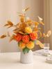 Eucalyptus Ball Chrysanthemum Bouquet in Ceramic Vase - Artificial Dried Flowers for Living Room or Dining Table Decor