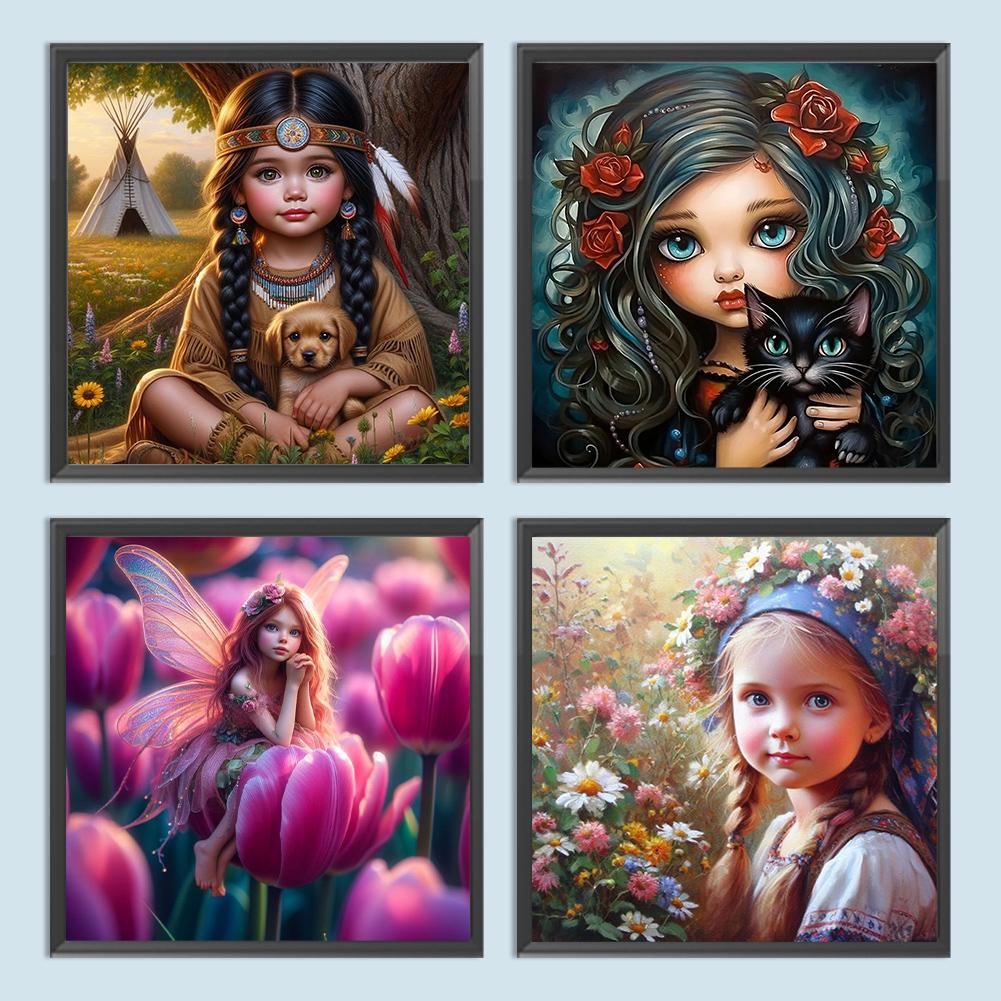 5D-Diamantmalerei zum Selbermachen, kompletter runder Bohrer, Mädchen-Set, Heimdekoration, Kunsthandwerk, 30 x 30 cm