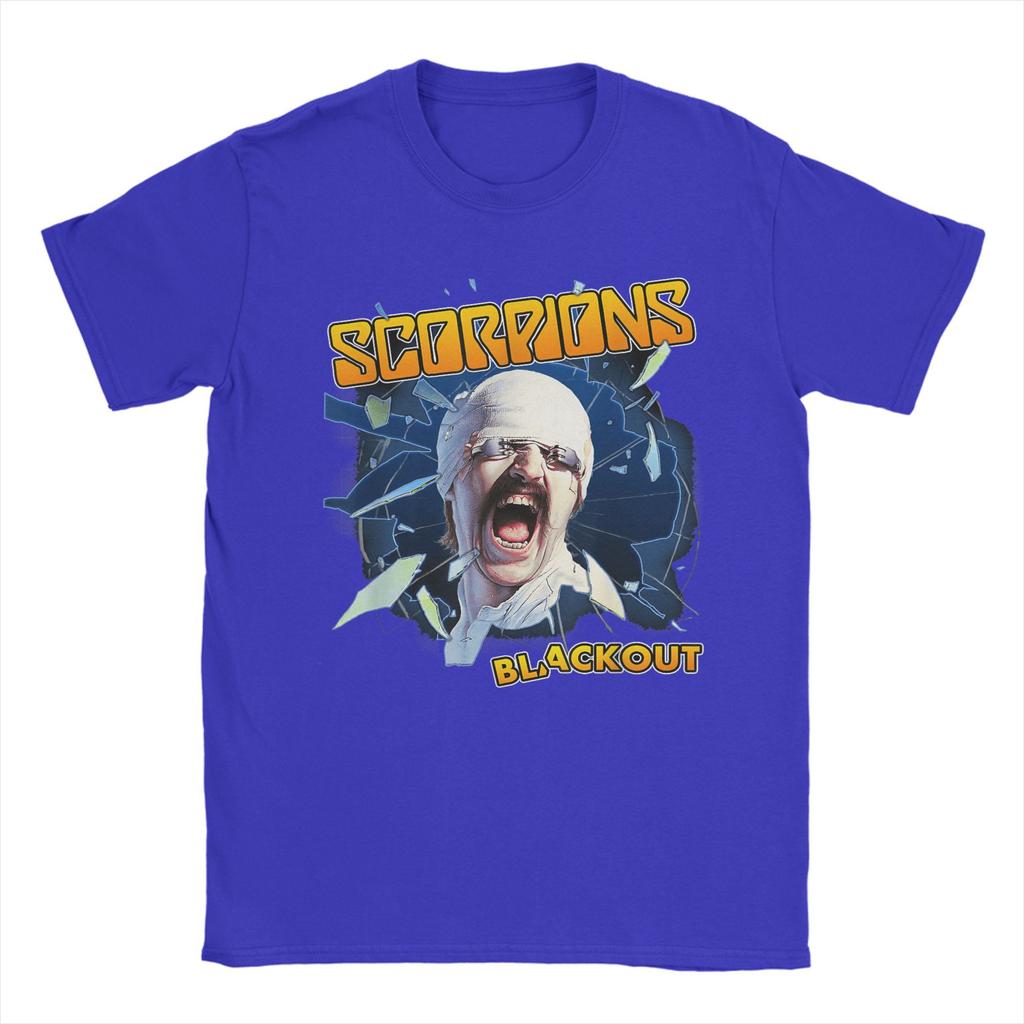 Scorpions Blackout T-Shirts for Men  Casual Pure Cotton Tees Round Collar Short Sleeve T Shirt Clothing