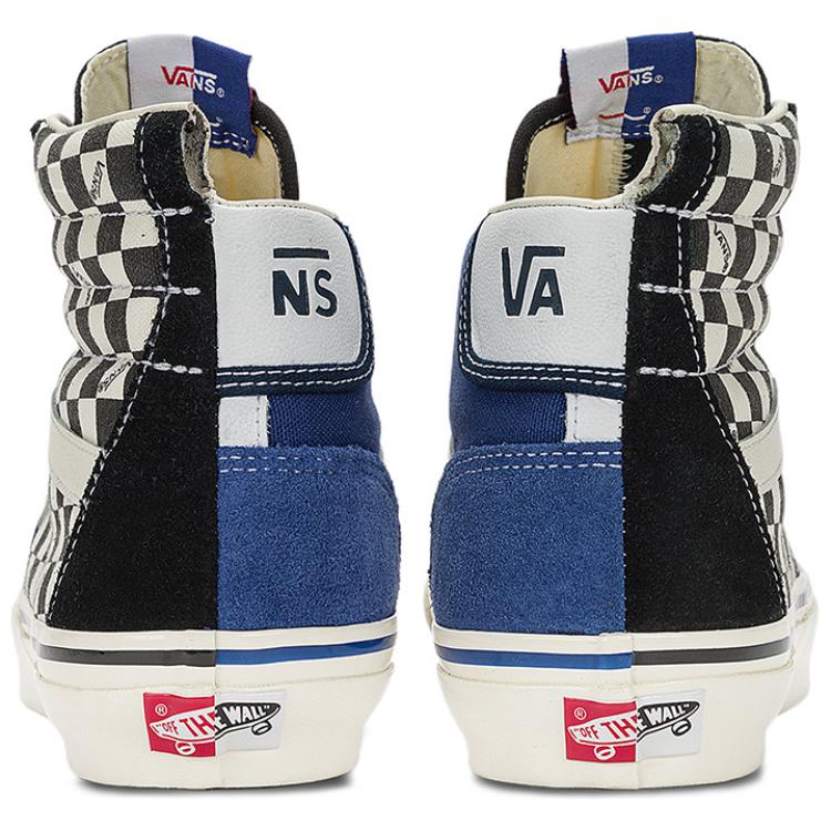 Vans Premium Clash the Wall Checkerboard - Black Blue Unisex Sneakers White VN000CNKBKC