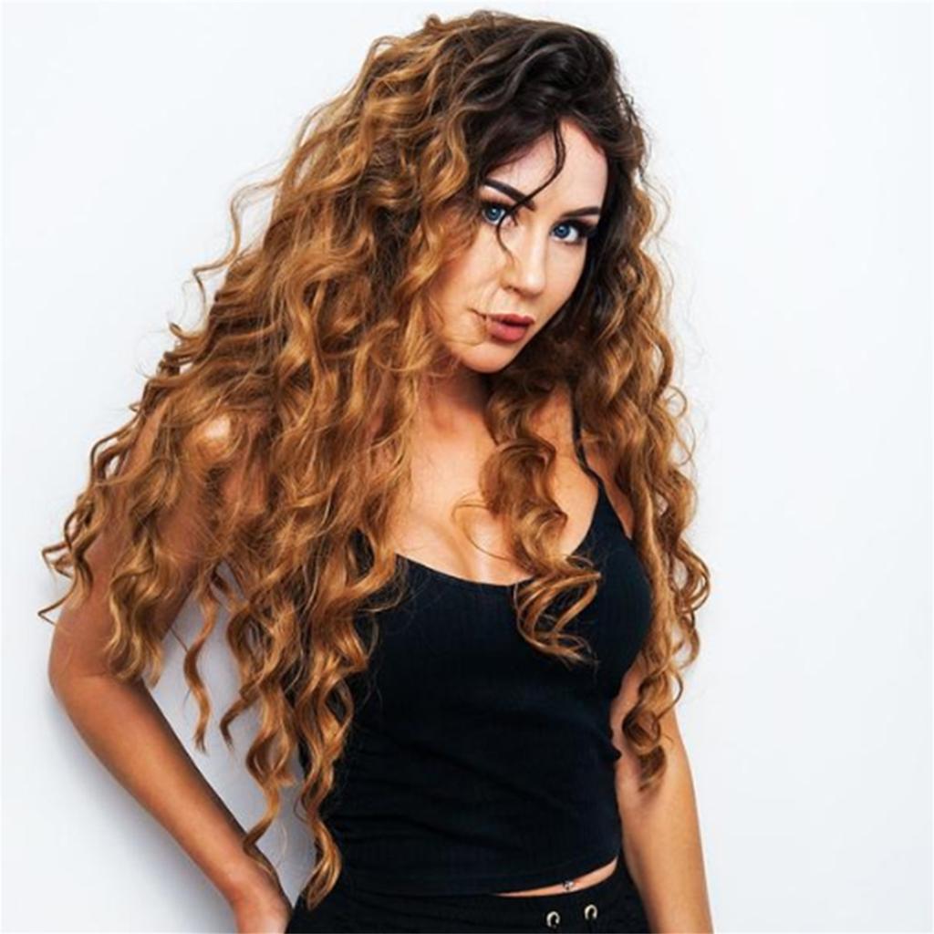Women S Wig Brown Long Curly Synthetic Hair Heat Resistant Cosplay Wig